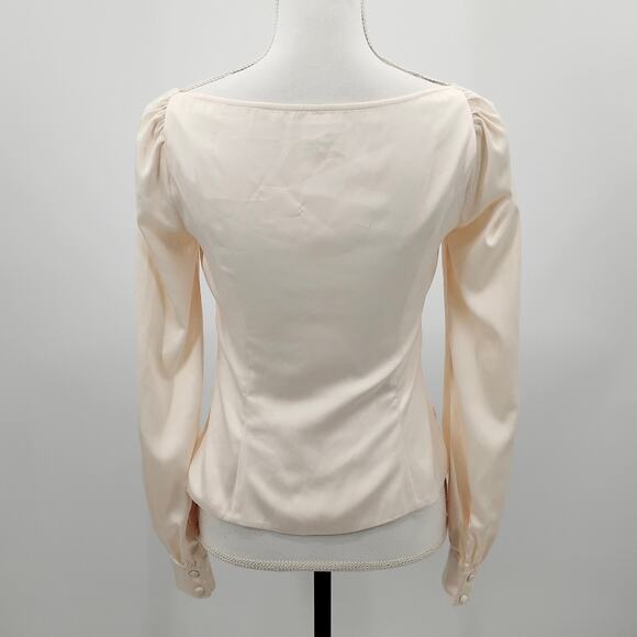 Revolve Majorelle Waldorf Top Blouse Tie Front Ivory Cream Satin Size XS - Picture 3 of 6